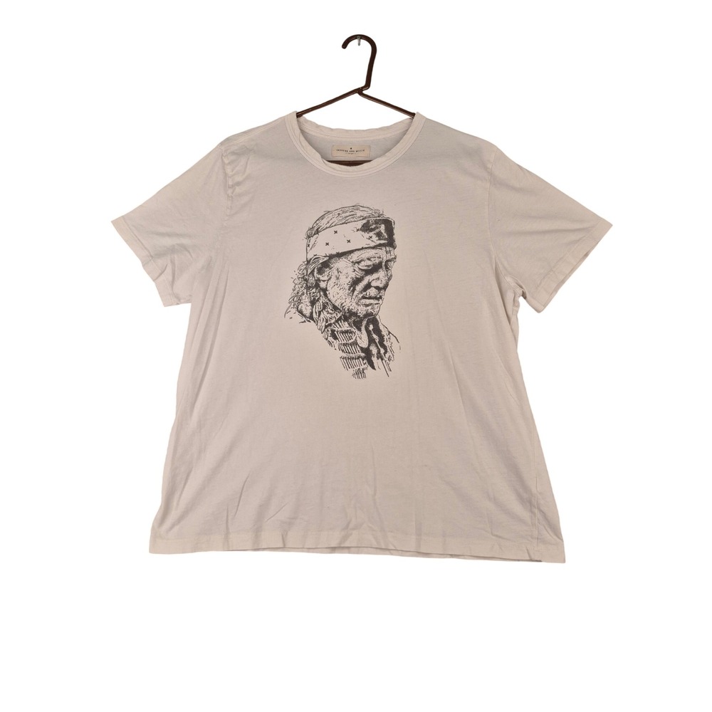 Imogene and Willie Nelson Graphic T-Shirt Mens Large Cream Cotton Crewneck